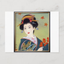 Japanese woman in blue kimono