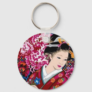 Japanese Woman in Kimono Key Ring