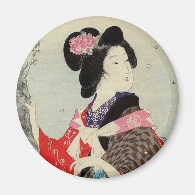 Japanese Woman Lady Suzuki Kason Sakura Japan Art Magnet (Front)