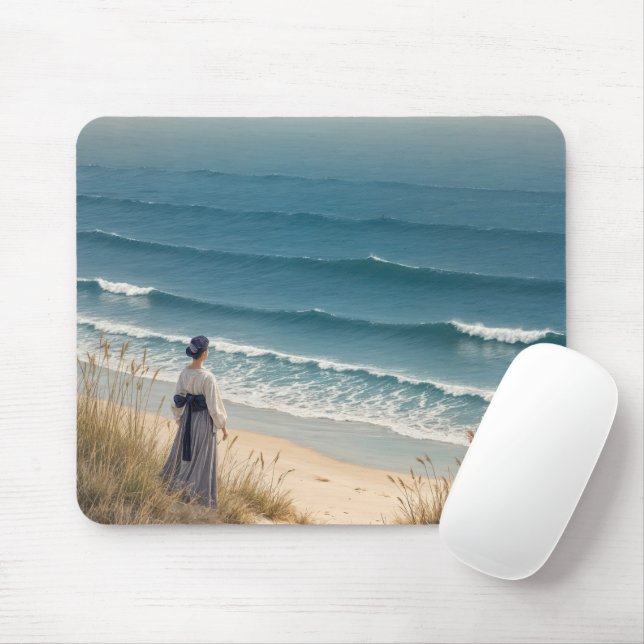 Japanese Woman On a Beach Mouse Mat (With Mouse)