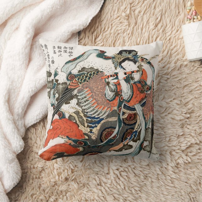 Japanese Woman Playing Flute Cushion (Blanket)