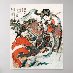 Japanese Woman Playing Flute Poster