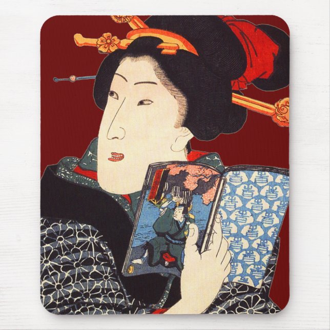 Japanese Woman Reading 2 Mouse Mat (Front)