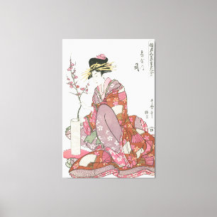 Japanese woman vintage Painting art woodblock prin Canvas Print