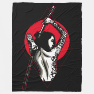 Japanese Woman Warrior Fleece Blanket