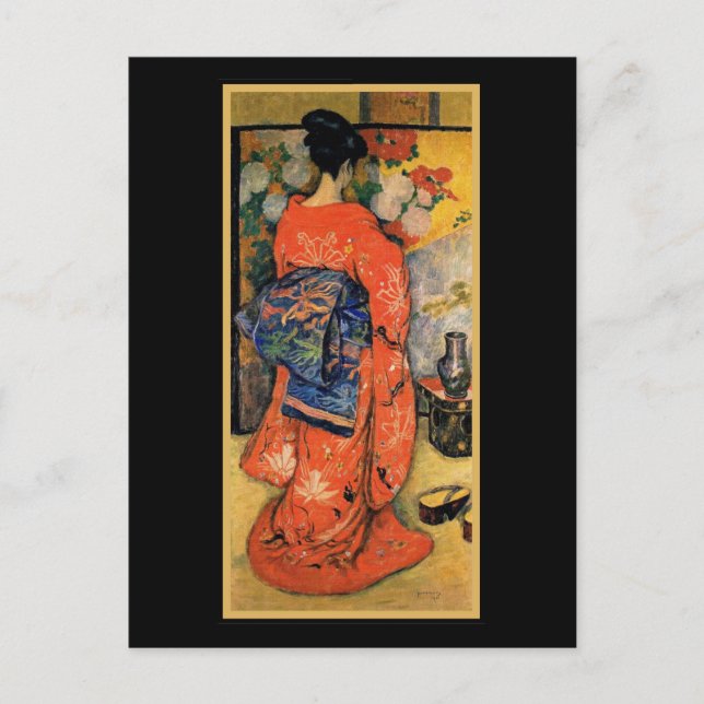 Japanese Woman with a Fan Postcard (Front)