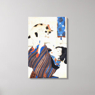 Japanese Woman with Cat, Utagawa Kuniyoshi Canvas Print