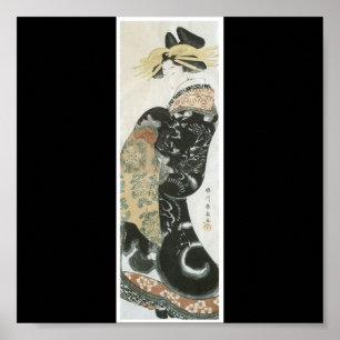 Japanese Woman with Dragon Kimono c. 1810 Poster