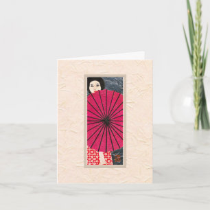 Japanese Woman with Parasol BLANK Note Card