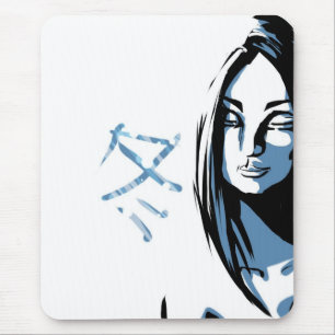 Japanese woman with winter kanji mouse mat
