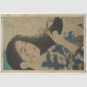 Japanese Women Brushing Hair Ukiyo Style Art No7 Tissue Paper
