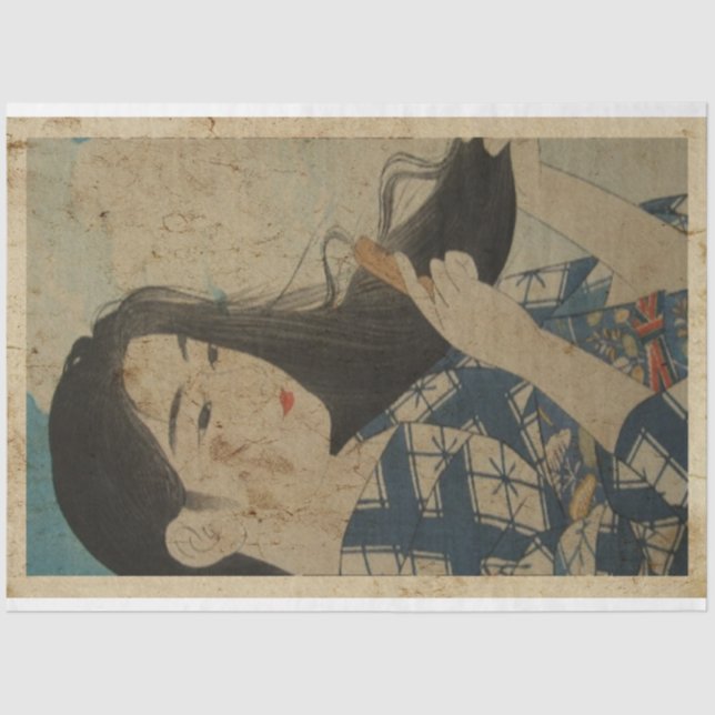 Japanese Women Brushing Hair Ukiyo Style Art No7 Tissue Paper (Front)