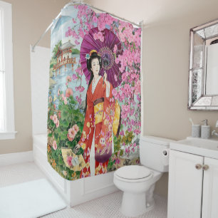 Japanese Women In Kimono  Shower Curtain