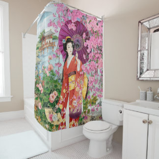 Japanese Women In Kimono Shower Curtain