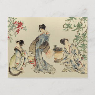 Japanese women in traditional garments postcard