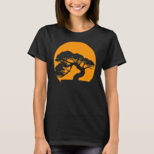 Japanese Women & Men Sunset Japan Retro Bonsai Tre T-Shirt