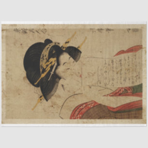 Japanese Women Reading Letter Ukiyo Style Tissue Paper