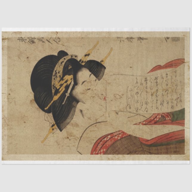Japanese Women Reading Letter Ukiyo Style Tissue Paper (Front)