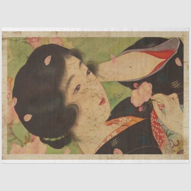 Japanese Women With Sakura Ukiyo Style Art No5 Tissue Paper (Front)