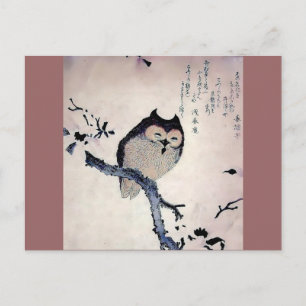 Japanese Woodblock Art Owl Print Postcard