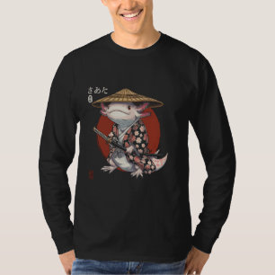 Japanese Woodblock Art Samurai Axolotl Warrior Fig T-Shirt