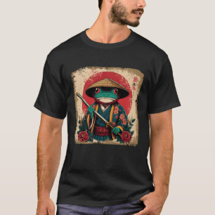 Japanese Woodblock Art Samurai Frog Japanese Kanji T-Shirt
