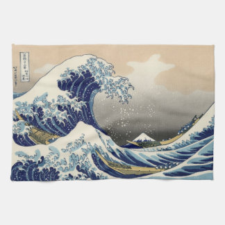 Japanese Woodblock: Big Wave off Kanagawa Tea Towel