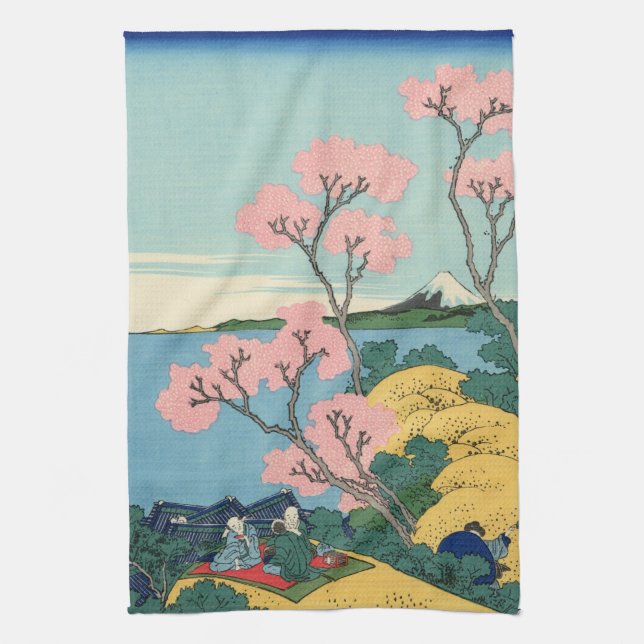 Japanese Woodblock: Fuji from Gotenyama Tea Towel (Vertical)