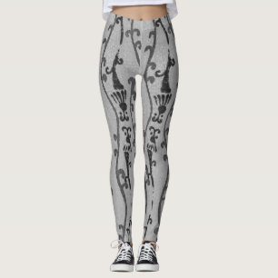 JAPANESE WOODBLOCK PATTERN PRINTED LEGGINGS