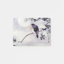 Japanese woodblock print bird note gift