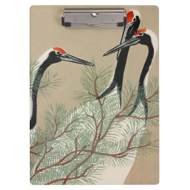 Japanese woodblock-print Cranes - Kamisaka Sekka Clipboard (Front)