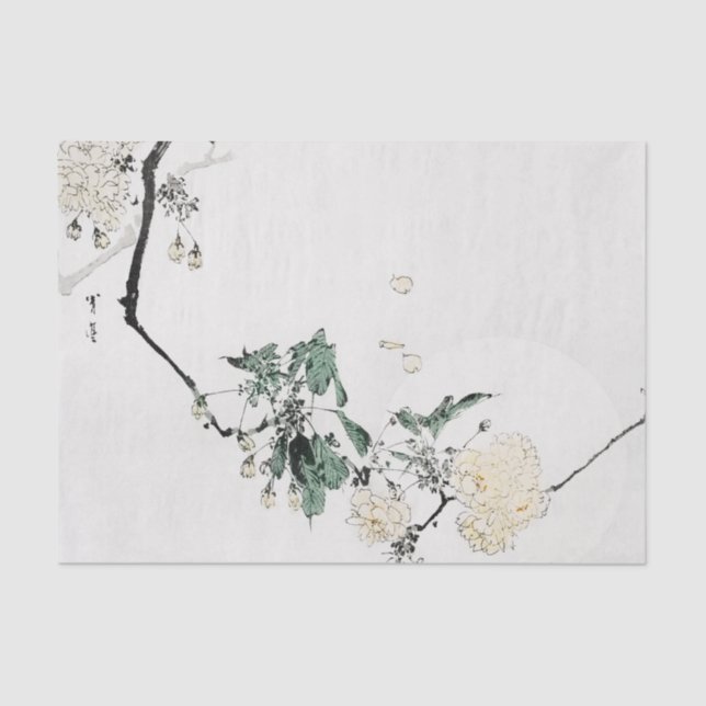 JAPANESE WOODBLOCK PRINT FLOWERS Tissue Paper (Front)