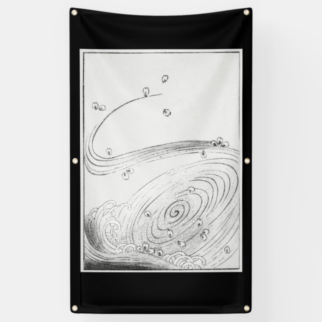 JAPANESE WOODBLOCK PRINT HOKUSAI WAVE BANNER (Vertical)