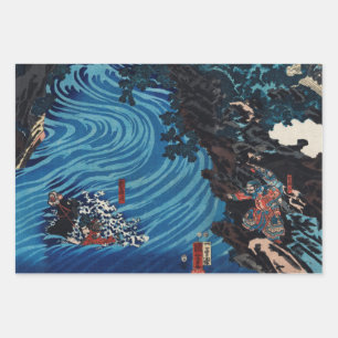 JAPANESE WOODBLOCK PRINT LANDSCAPES GIFT WRAPPING PAPER SHEET