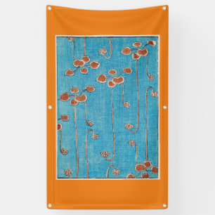 JAPANESE WOODBLOCK PRINT OF WATER LILIES ON Banner