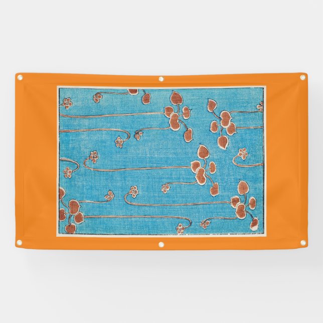 JAPANESE WOODBLOCK PRINT OF WATER LILIES ON Banner (Horizontal)