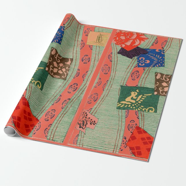 JAPANESE WOODBLOCK PRINT PATTERN Wrapping Paper (Unrolled)