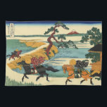 Japanese Woodblock Print Samurai Horse Chase Tea Towel<br><div class="desc">Japanese woodblock depicting horses racing before Mt. Fuji.</div>
