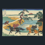 Japanese Woodblock Print Samurai Horse Chase Tea Towel<br><div class="desc">Japanese woodblock depicting horses racing before Mt. Fuji.</div>