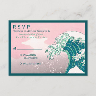 Japanese Woodblock Print Wedding RSVP Card
