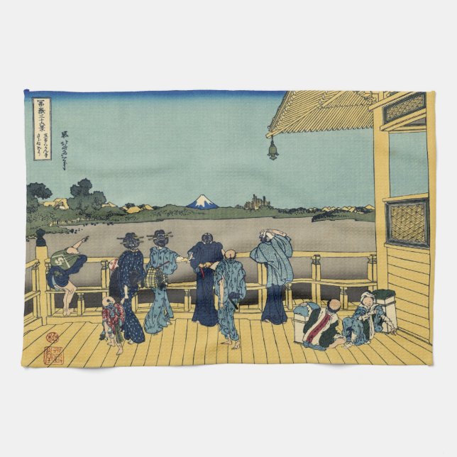 Japanese Woodblock: Sazai Hall Tea Towel (Horizontal)
