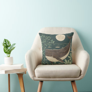 Japanese Woodblock Whale Cushion