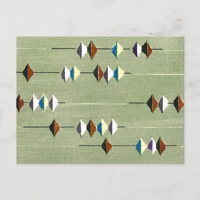 Japanese Woodcut Textile Postcard (Front)