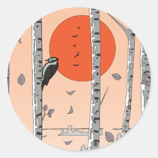 Japanese Woodpecker Classic Round Sticker