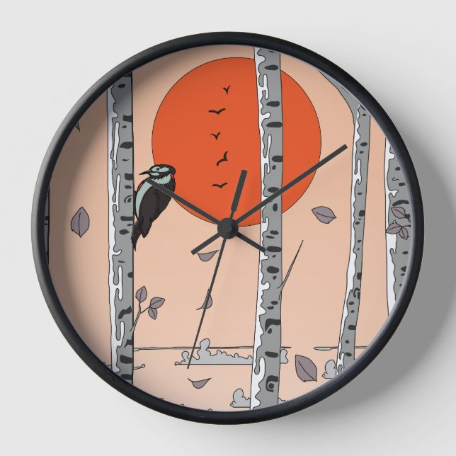 Japanese Woodpecker Clock (Front)