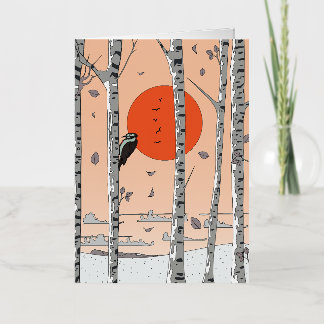 Japanese Woodpecker Foil Greeting Card
