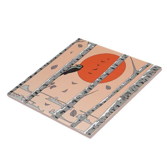 Japanese Woodpecker Tile (Side)