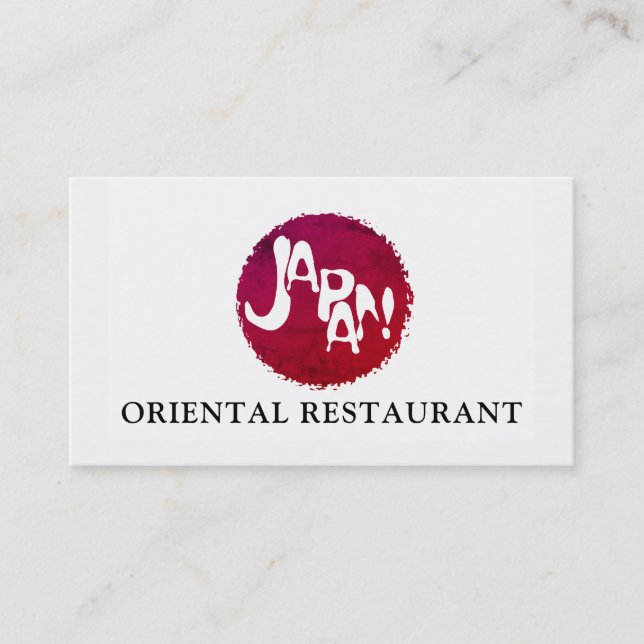 Japanese Worded Flag, Oriental Restaurant Business Card (Front)