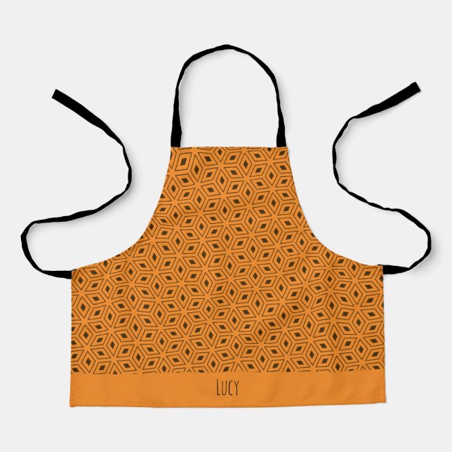 Japanese Yellow Black Minimal Pattern Apron (Front)