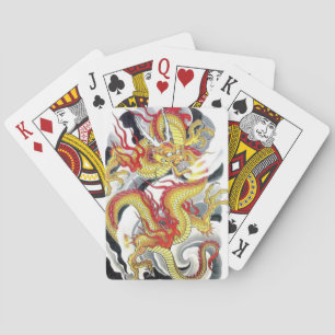 Japanese Yellow Dragon Playing Cards